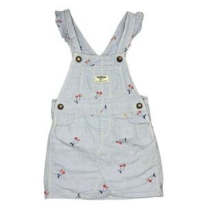 Oshkosh B’gosh Toddler Girls 4T Cherry Print Overall Jumper Dress